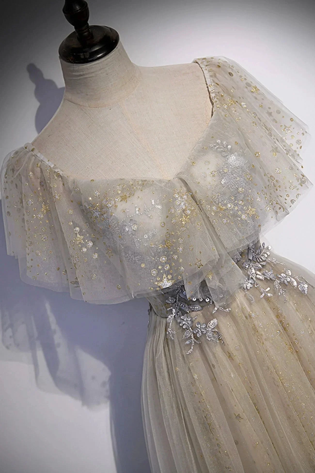Cute tulle sequins long prom dress evening dress s60 - Image 2