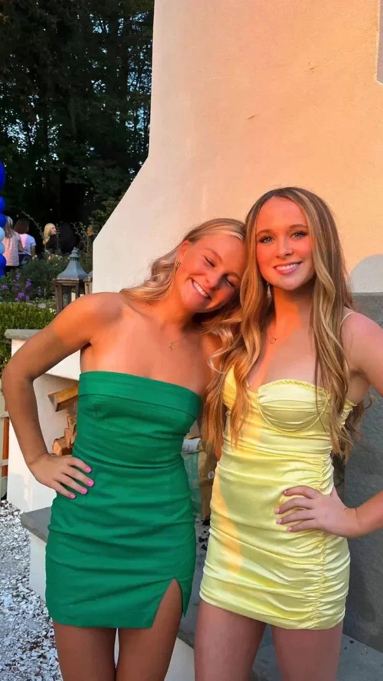Cute Yellow Dress Yellow Mini Homecoming Dress Y2240 - Image 2