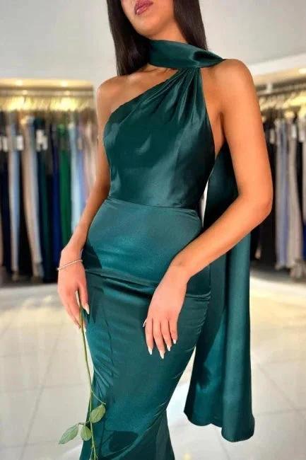 Dark Green High neck mermaid Prom Dress - Image 4
