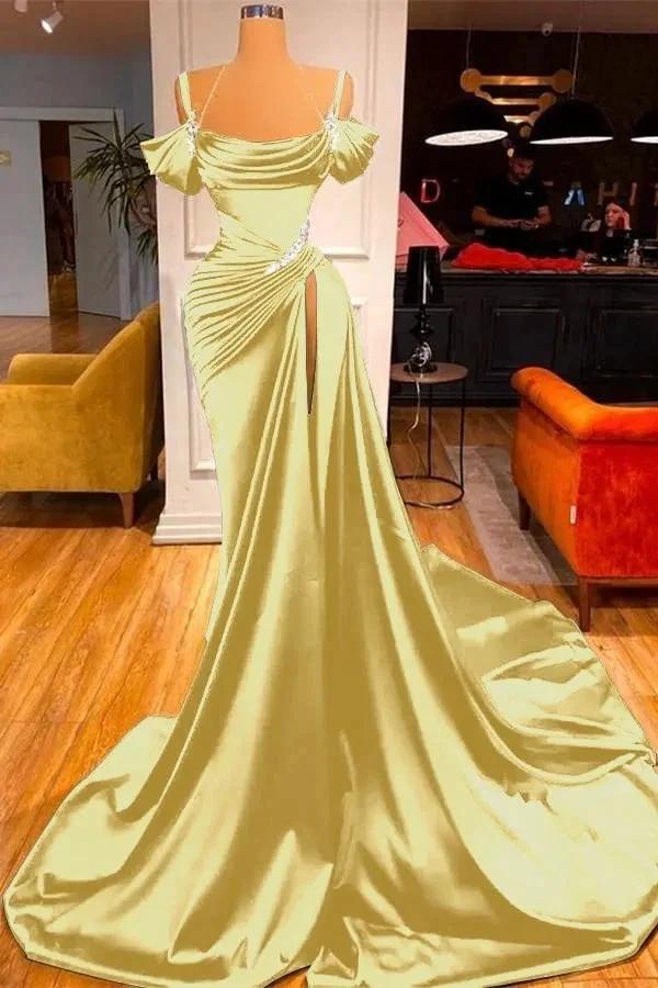 Dark Green Long Off-the-Shoulder Mermaid Prom Dress with Slit - Image 5