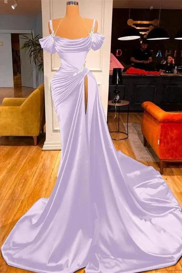 Dark Green Long Off-the-Shoulder Mermaid Prom Dress with Slit - Image 6