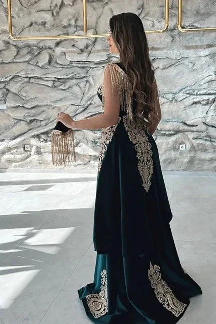 Dark Green Spaghetti Sleeveless Mermaid Floor-Length Satin Prom Dresses - Image 3