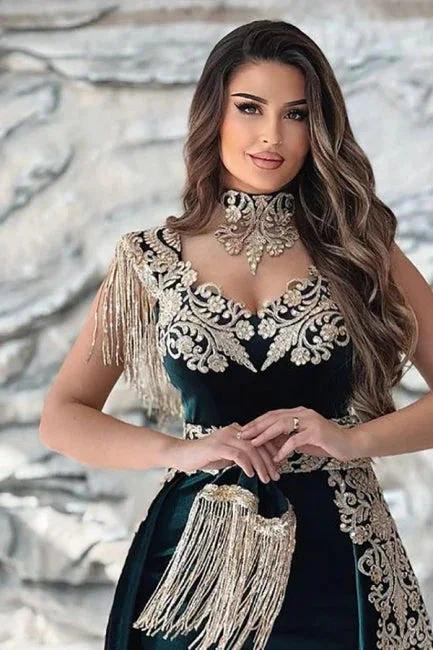 Dark Green Spaghetti Sleeveless Mermaid Floor-Length Satin Prom Dresses - Image 4