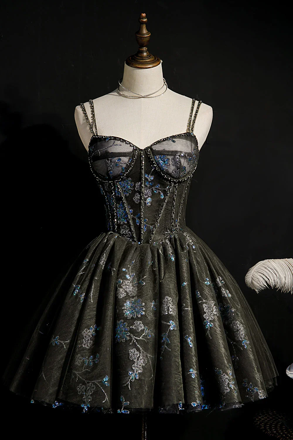 A-Line Sequins Lace Up Ball Gown Tulle Homecoming Dresses - Image 3