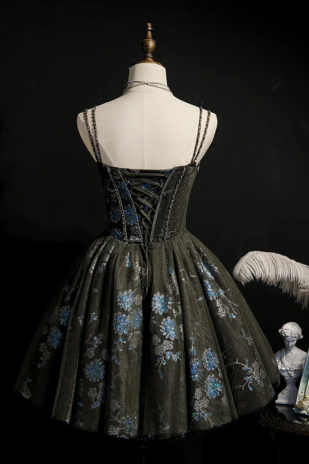 A-Line Sequins Lace Up Ball Gown Tulle Homecoming Dresses - Image 4