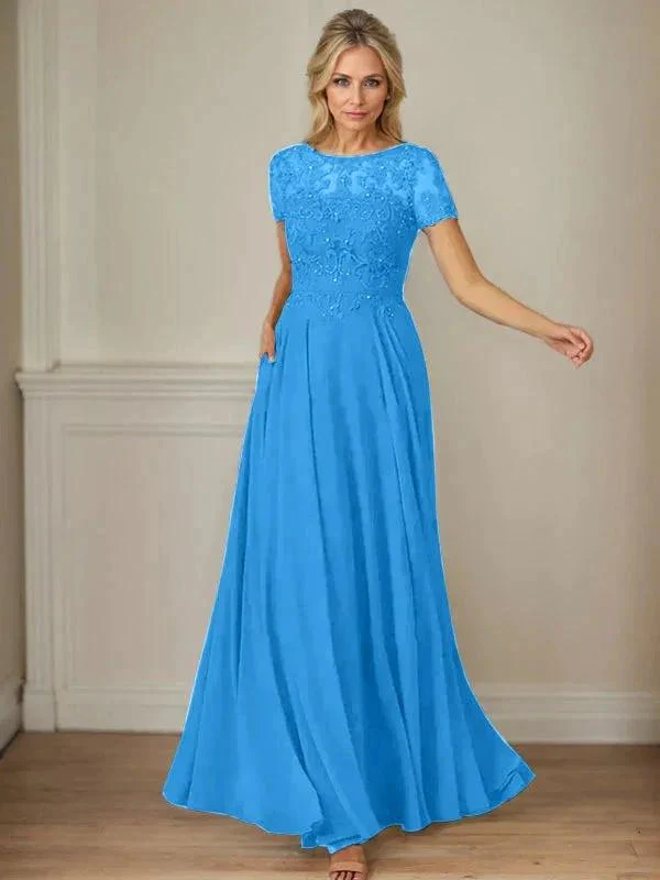 Dark Navy A-Line Boatneck Sequins Chiffon Dress - Image 15