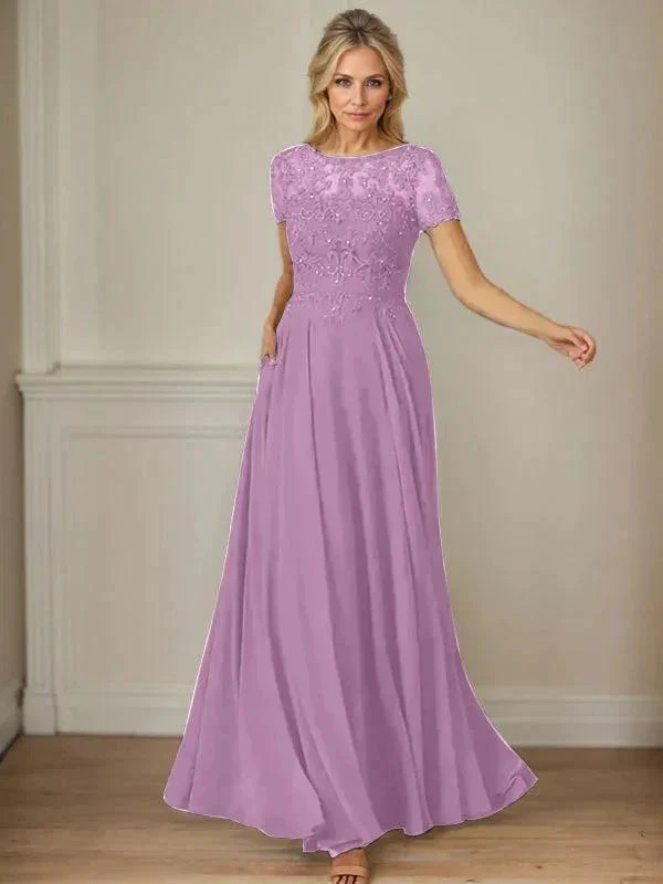 Dark Navy A-Line Boatneck Sequins Chiffon Dress - Image 19