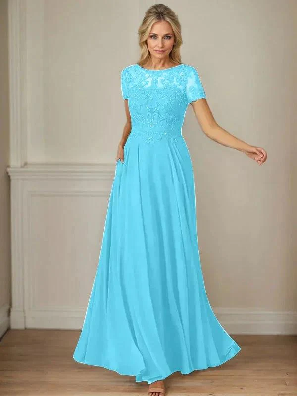 Dark Navy A-Line Boatneck Sequins Chiffon Dress - Image 20