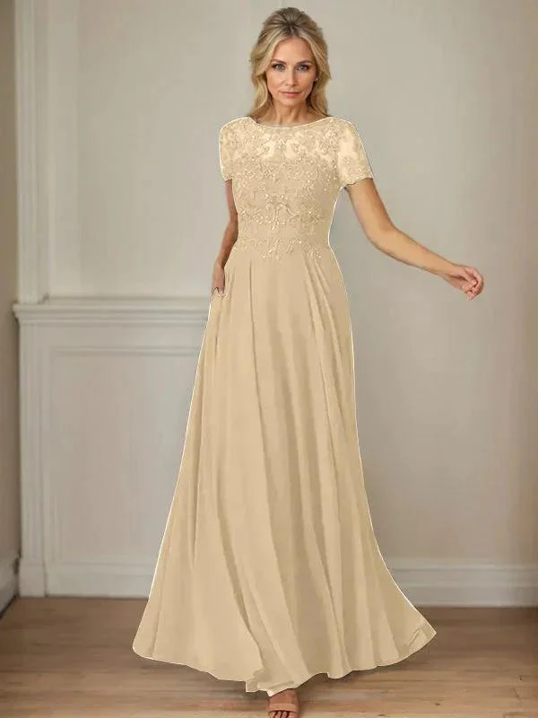 Dark Navy A-Line Boatneck Sequins Chiffon Dress - Image 21