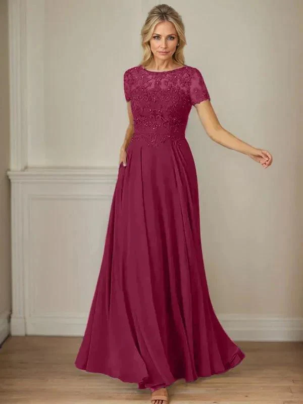 Dark Navy A-Line Boatneck Sequins Chiffon Dress - Image 22