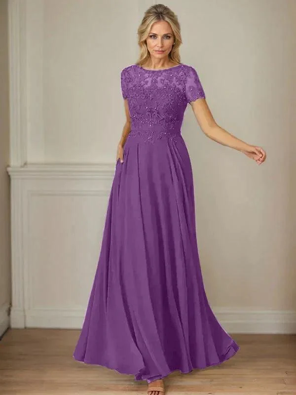 Dark Navy A-Line Boatneck Sequins Chiffon Dress - Image 27