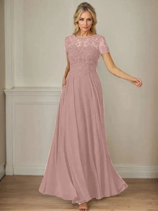 Dark Navy A-Line Boatneck Sequins Chiffon Dress - Image 28