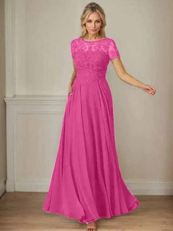 Dark Navy A-Line Boatneck Sequins Chiffon Dress - Image 29