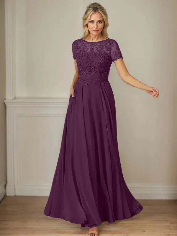 Dark Navy A-Line Boatneck Sequins Chiffon Dress - Image 31