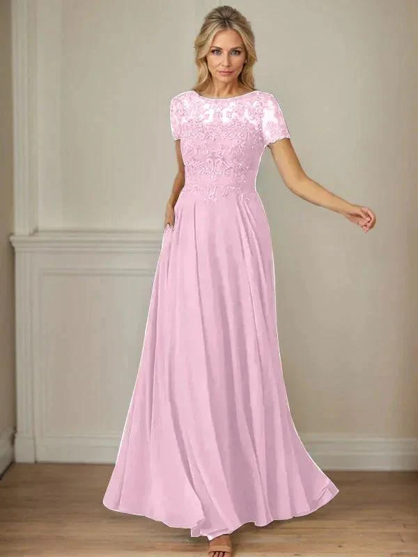 Dark Navy A-Line Boatneck Sequins Chiffon Dress - Image 43