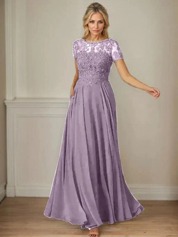 Dark Navy A-Line Boatneck Sequins Chiffon Dress - Image 46