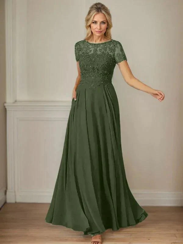 Dark Navy A-Line Boatneck Sequins Chiffon Dress - Image 49