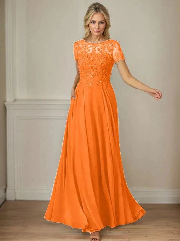 Dark Navy A-Line Boatneck Sequins Chiffon Dress - Image 50