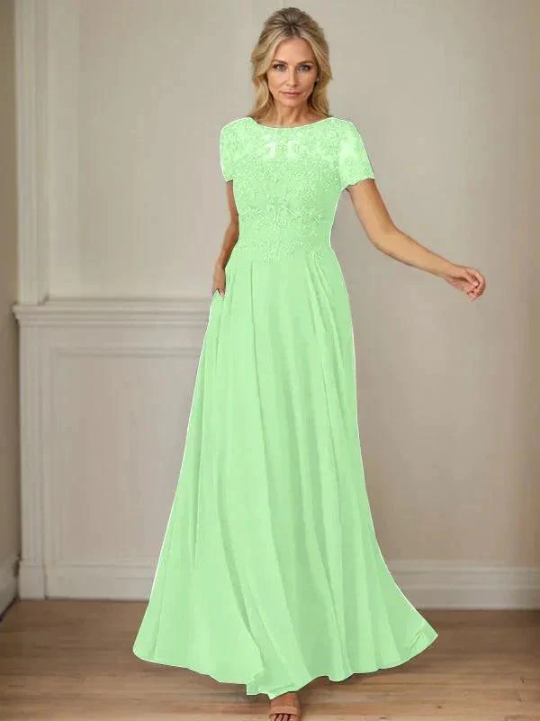 Dark Navy A-Line Boatneck Sequins Chiffon Dress - Image 53