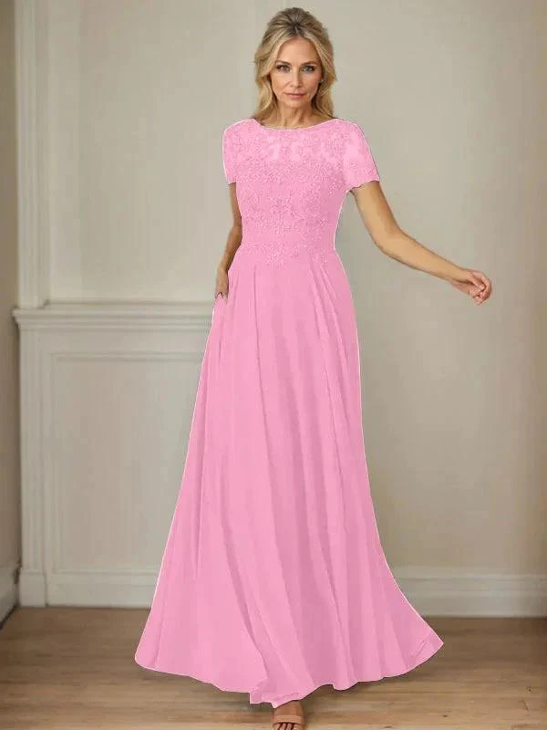 Dark Navy A-Line Boatneck Sequins Chiffon Dress - Image 55