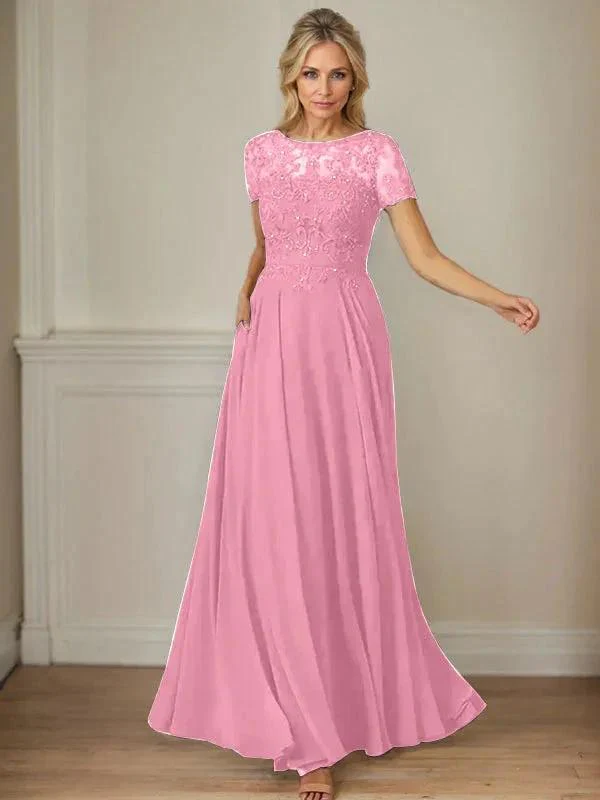 Dark Navy A-Line Boatneck Sequins Chiffon Dress - Image 57
