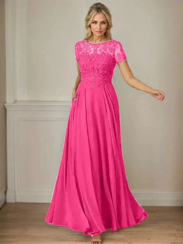 Dark Navy A-Line Boatneck Sequins Chiffon Dress - Image 58