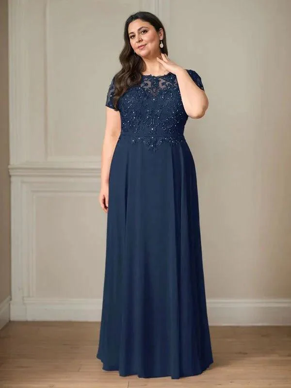 Dark Navy A-Line Boatneck Sequins Chiffon Dress - Image 6