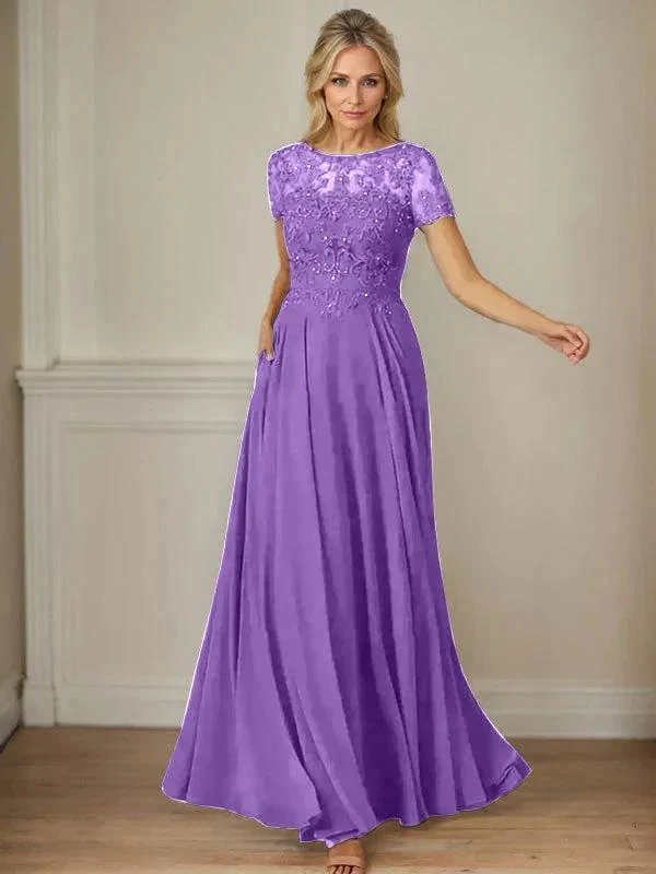 Dark Navy A-Line Boatneck Sequins Chiffon Dress - Image 60