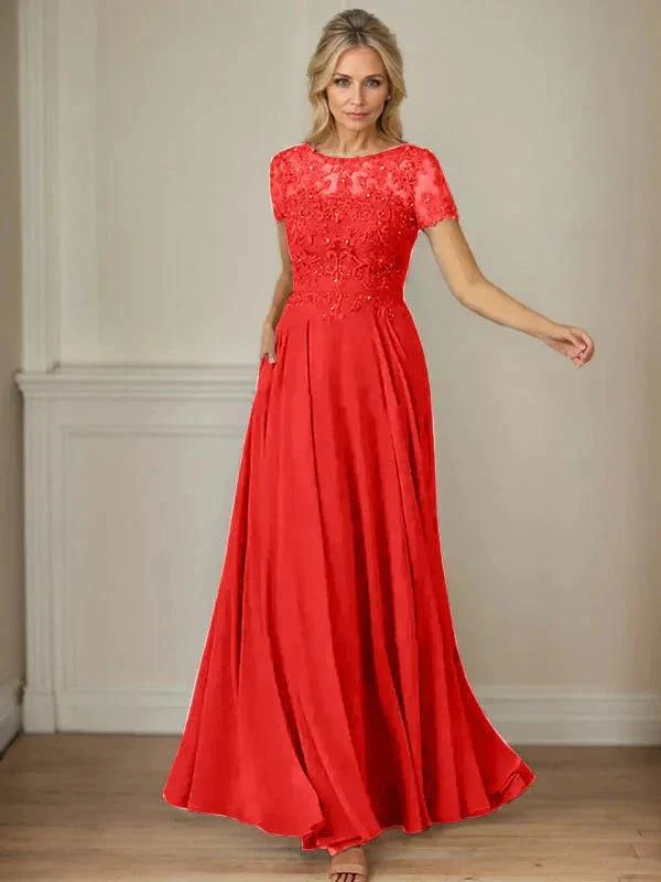 Dark Navy A-Line Boatneck Sequins Chiffon Dress - Image 61