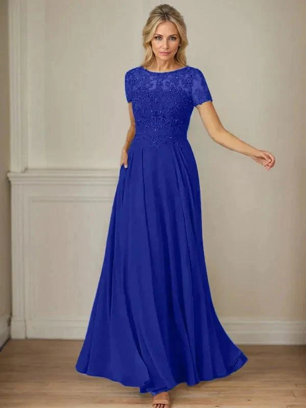 Dark Navy A-Line Boatneck Sequins Chiffon Dress - Image 62