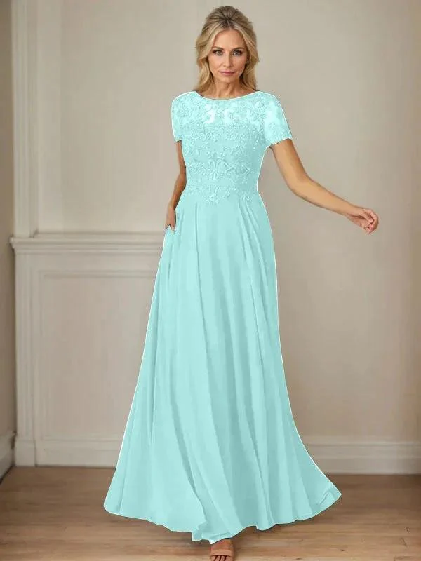 Dark Navy A-Line Boatneck Sequins Chiffon Dress - Image 77