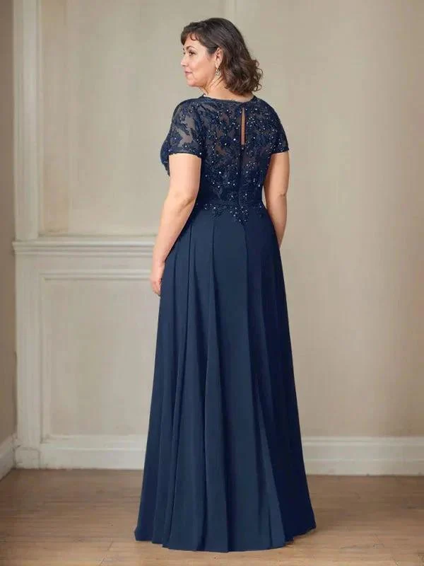 Dark Navy A-Line Boatneck Sequins Chiffon Dress - Image 9