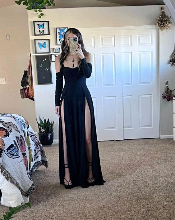 Black Long Prom Dress,Sexy Evening Dress Y1796 - Image 2