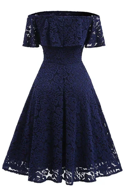 Dark Navy Lace A-line Homecoming Dress Y1160 - Image 4