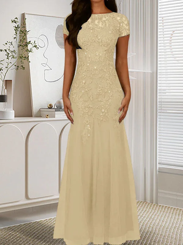 Dark Navy Mermaid Scoop Sequins Tulle Dress - Image 15