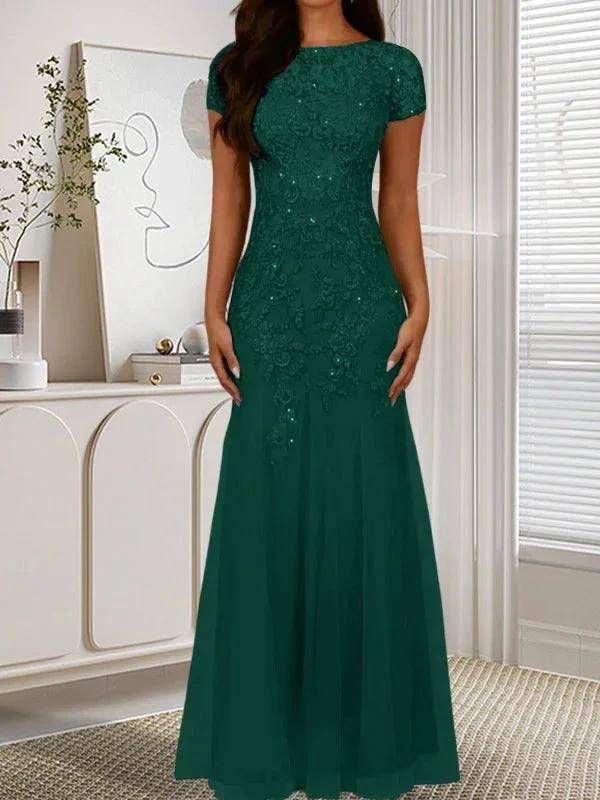 Dark Navy Mermaid Scoop Sequins Tulle Dress - Image 17