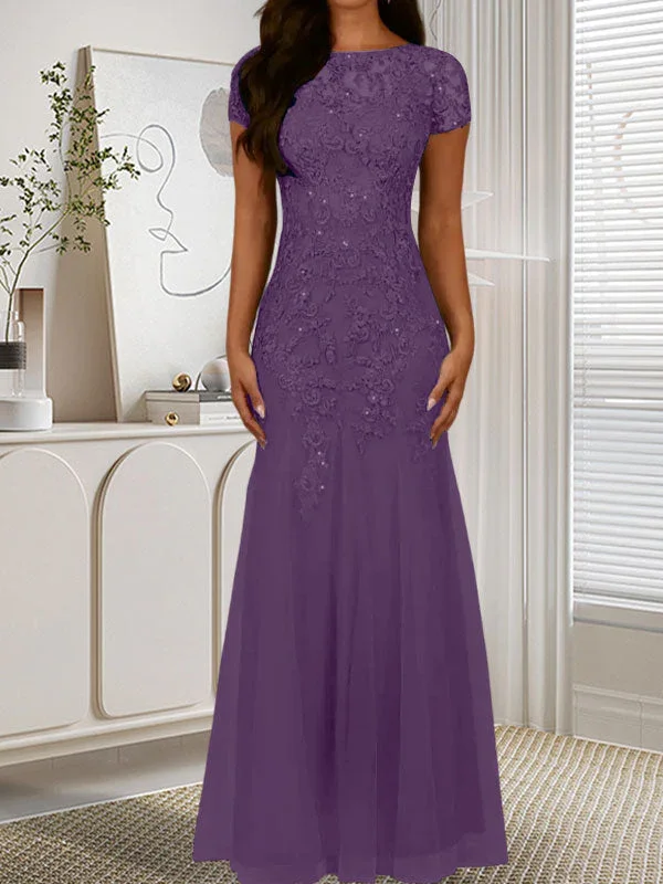 Dark Navy Mermaid Scoop Sequins Tulle Dress - Image 29