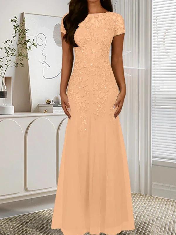 Dark Navy Mermaid Scoop Sequins Tulle Dress - Image 34