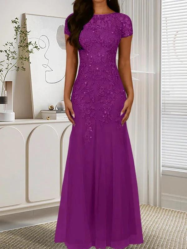 Dark Navy Mermaid Scoop Sequins Tulle Dress - Image 35
