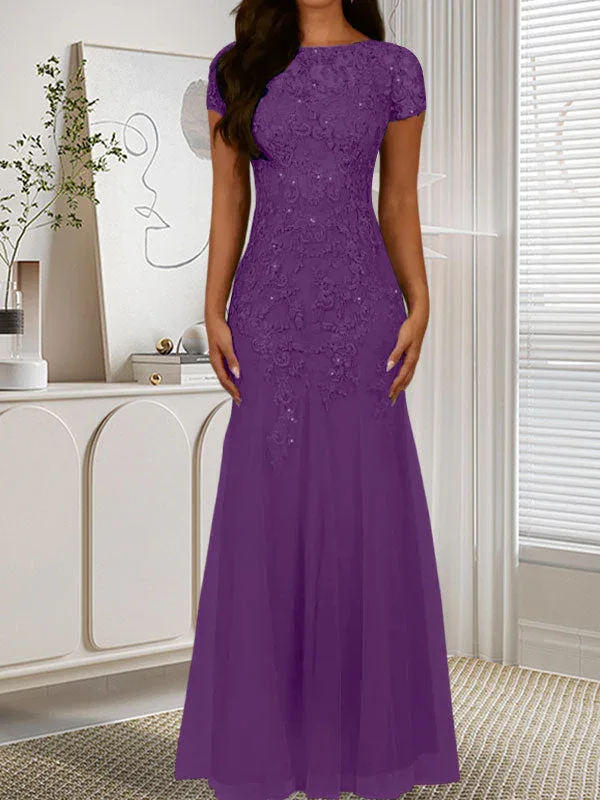 Dark Navy Mermaid Scoop Sequins Tulle Dress - Image 36