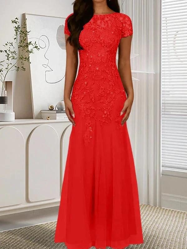 Dark Navy Mermaid Scoop Sequins Tulle Dress - Image 37