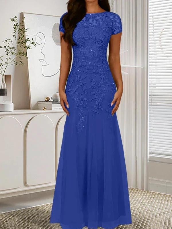 Dark Navy Mermaid Scoop Sequins Tulle Dress - Image 38