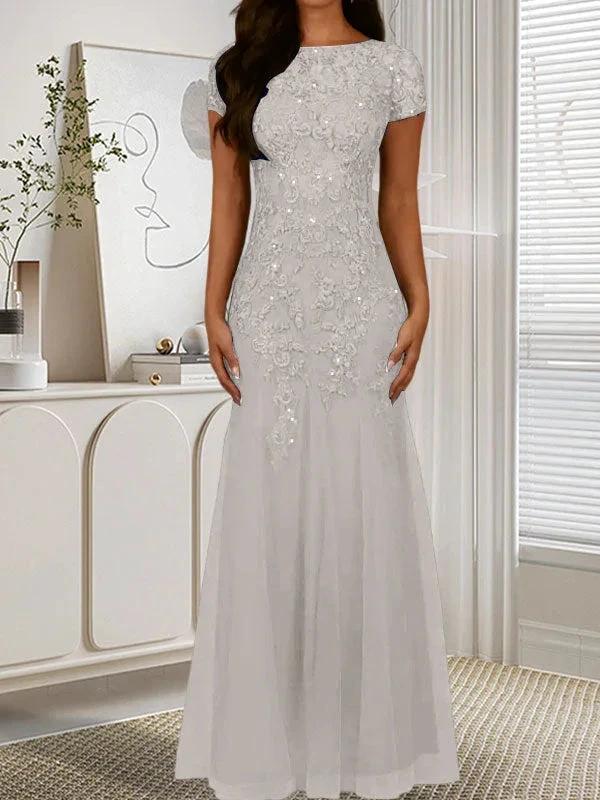 Dark Navy Mermaid Scoop Sequins Tulle Dress - Image 40