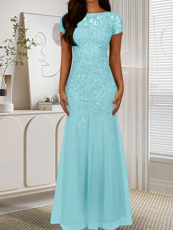 Dark Navy Mermaid Scoop Sequins Tulle Dress - Image 41