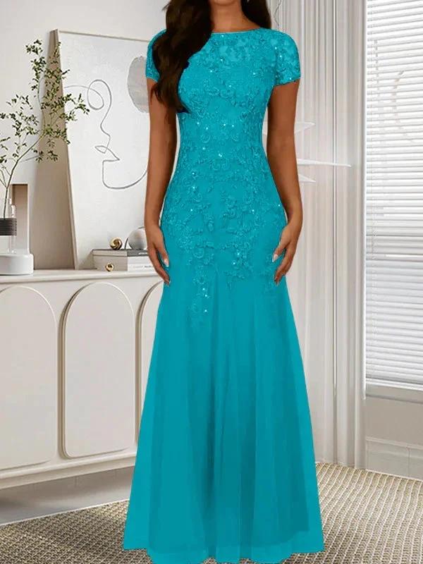Dark Navy Mermaid Scoop Sequins Tulle Dress - Image 42