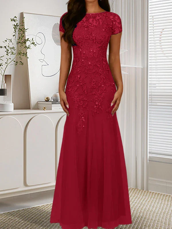 Dark Navy Mermaid Scoop Sequins Tulle Dress - Image 44