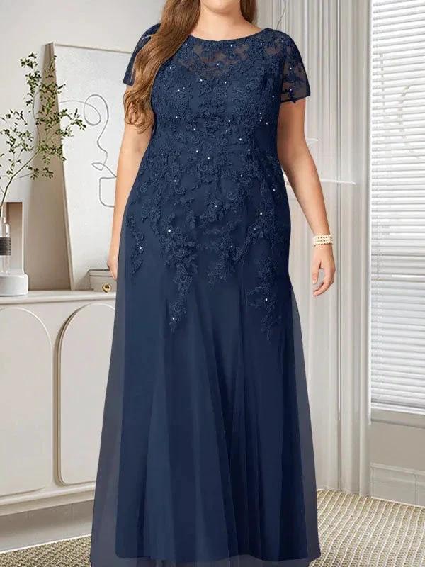 Dark Navy Mermaid Scoop Sequins Tulle Dress - Image 7