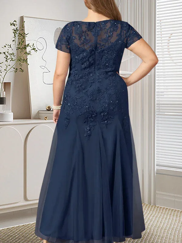 Dark Navy Mermaid Scoop Sequins Tulle Dress - Image 9