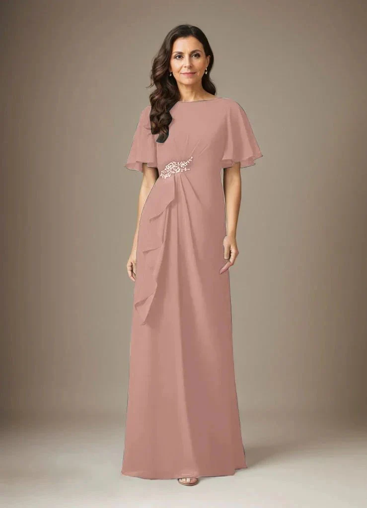 Dark Navy Sheath Beaded Chiffon Dress - Image 14