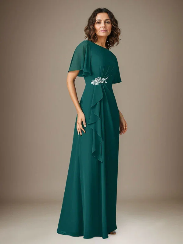 Dark Navy Sheath Beaded Chiffon Dress - Image 2